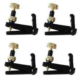 Tzong 4Pcs Black Violin Fine Tuners for 4/4-3/4 Violin Metal String Adjuster Nickel Plated Anti Rust