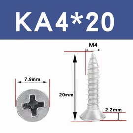 50 Pcs Self Tapping Screws, M4 x 20mm Multi Purpose Screws, 304 Stainless Steel, Phillips Flathead Screws for Wood, Drywall and Furniture