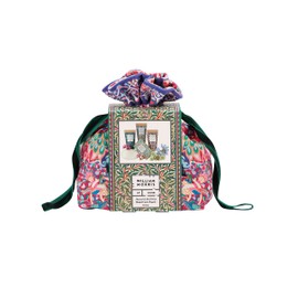 William Morris At Home Peacock-Velvet Hand Care Pouch (Assorted Hand Creams 3x30ml, Guest Soap 50g) - Luxurious Velvet Pouch with Nourishing Hand Creams and Guest Soap! Travel-Friendly, Gift Set