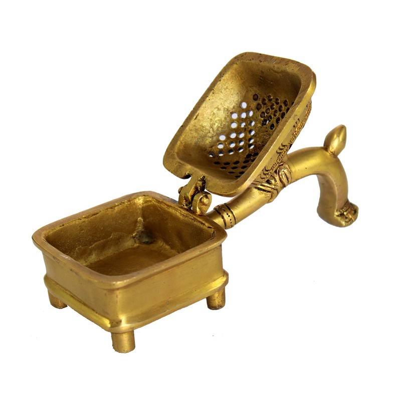 Esplanade Brass Incense Burner Dhoop Dani Stand with Handle- 15