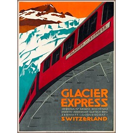 Magnet Glacier Express Switzerland Suisse Vintage Railroad Train Travel Magnet Print