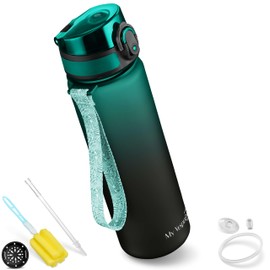 My Vesperbox Minny Children's Leak-Proof Water Bottle, with Straw or Strainer, 350 ml, 500 ml, 750 ml, BPA-Free, for Nursery, School, Grey-Black, 750 ml