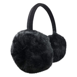 N'Ice Caps Girls Faux Fur Winter Earmuff with Knitted Colorful Design (Black, One Size Fits All)