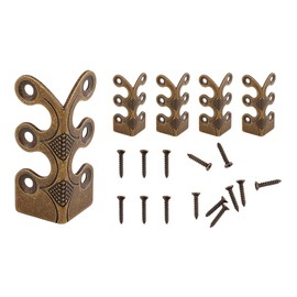 DELORIGIN 6Pcs Brass Corner Protectors Vintage Metal Wall Decorative Corner Protector Skirting Baseboard Corner Covers Dust Corners for Tirm Furniture Walls Wood Box Edge Clear Frames Protect (Bronze)