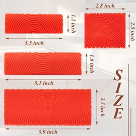 Walquicks 4 Piece Wood Grain Tool Wood Grain Tool Texture Pattern Wood Grain Painting Tool with Handle Rubber Wood Grain Roller Natural Woodgrain Maker for DIY Wall Room Art Decoration(red)