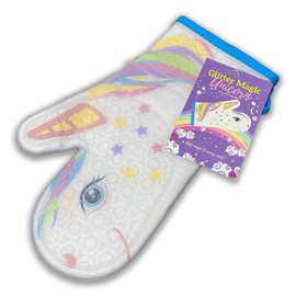 Gears Out Glitter Magic Unicorn Silicone Oven Mitt - Heat Resistant, Kitchen Gift, Soft