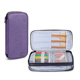 Teamoy Knitting Needles Case(up to 10-Inch), Travel Organizer Storage Bag for Circular and Straight Knitting Needles, Crochet Hooks and Knitting Accessories, Purple-NO ACCESSORIES INCLUDED