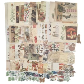 200 Pieces Vintage Ephemera Scrapbooking Supplies Pack Scrapbook Paper Sticker Material Pack for Art Journaling Bullet Journals Planners Collage Decoupage Crafter Gifts (Forest)