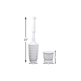 Master Plunger MP500-B4 Heavy Duty Bathroom Toilet Plunger Kit with Short Bucket. Equipped with Air Release Valve, White