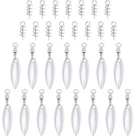 OKKRMGZ 15Pcs Spinner Blades and Tail Spin Blade Supplies for Fishing Lures Willow Leaf Spinners Spinnerbaits for Bass and Trout Mini Lure Making Kit with Small Baits Swivels and Bulk Blade Bait Parts