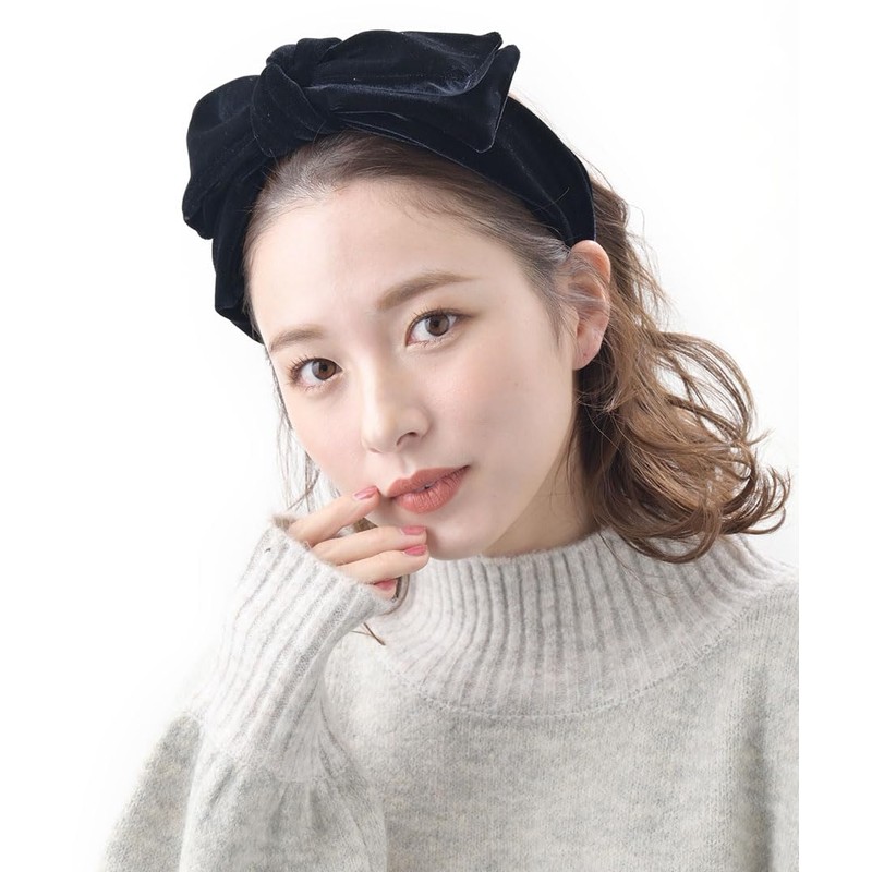 VINGTAINE HK-291 Hair Headband Velour Ribbon Removable Daily Simple Hair