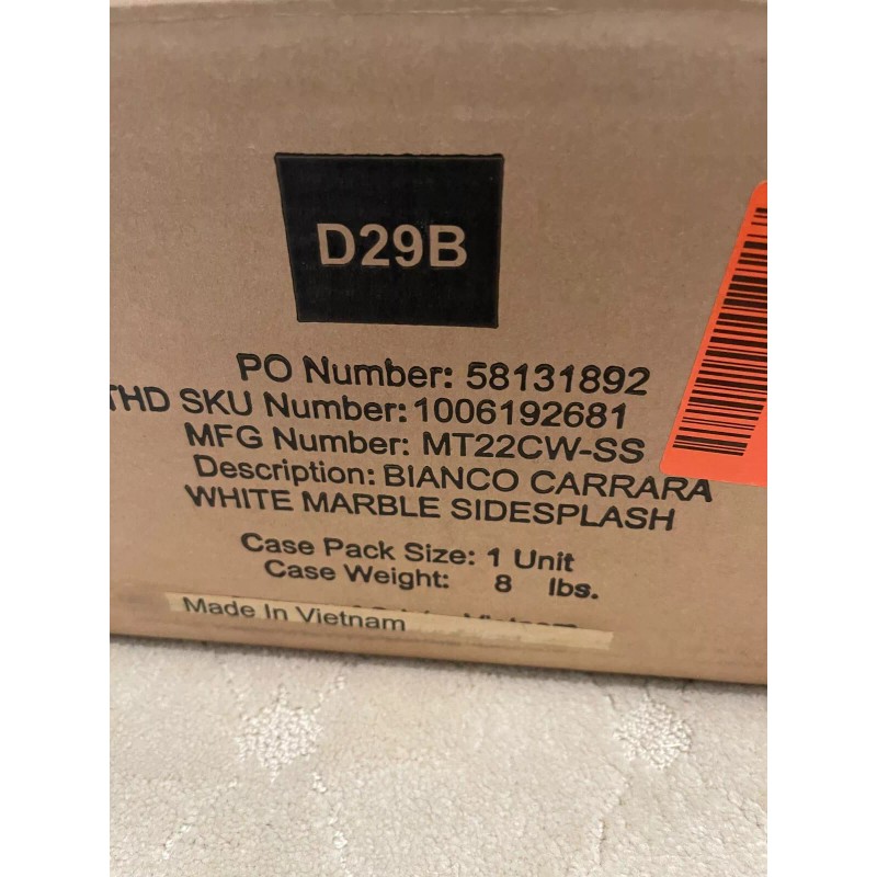 Home Decorators Collection 21-1/4 in. Vanity White Marble Side Splash,1006192