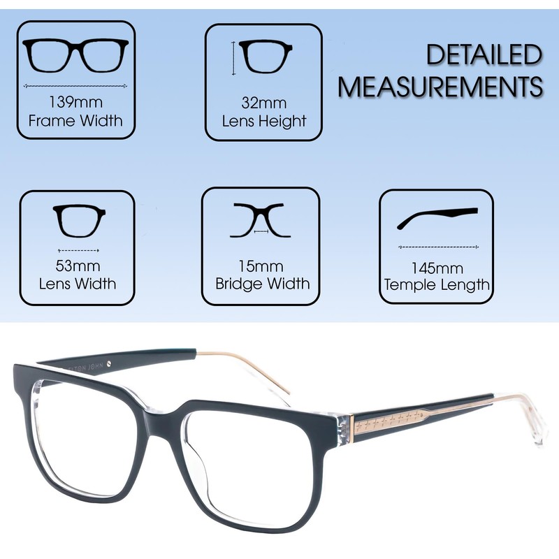 Elton John Mod Mens Women's Acetate Designer Blue Light Glasses
