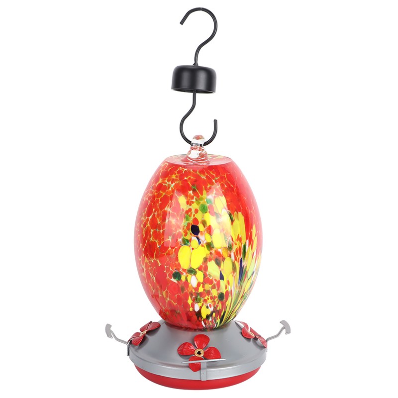 Hummingbirds Water Feeder Colorful Painting Glass Bird Feeding Tool for