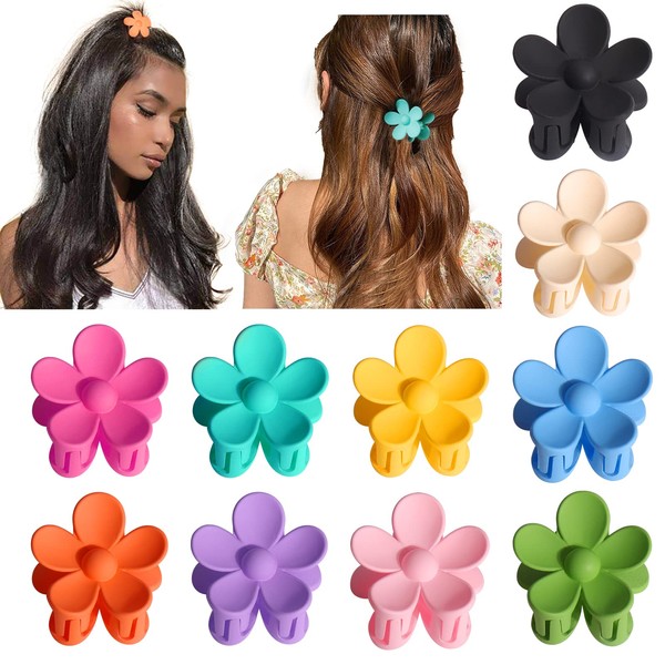 Palksky Small Flower Hair Claw Clips for Women Girls Kids, 10 PCS Tiny Hair Claw Clips for Thin/Medium Thick Hair, 1.35 Inch Mini Hair Jaw Clips/Hair Clamps Nonslip Clip/Hair Accessories