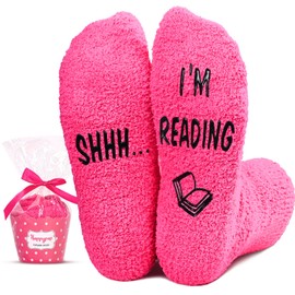 HAPPYPOP Book Lover Gifts for Women Females, Funny Reading Stocking Stuffers for Book Lovers Readers Students, Book Reading Socks for Teen Girls