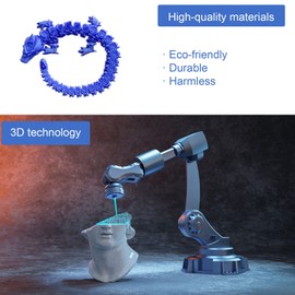 3D Printed Rose Dragon, Relief Anxiety Dragon Action Figures 3D Printed Toys, Rotatable and Poseable Joints 3D Articulated Dragon Toys, 3D Printed Toys for Kids & Adults (17.7in-Blue)