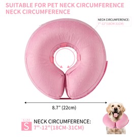 Inflatable Dog Collar, Adjustable Dog Collar, Leak Protection, Protective Collar, Dog Collar, Soft Collar, Dogs That Does Not Block Vision, for Recovery After Surgery or Wounds, Pink, S