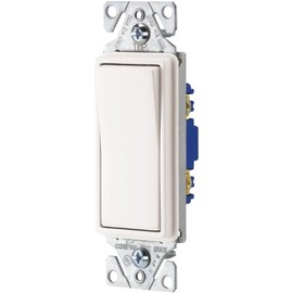 Cooper Wiring Devices 7501W-L 15-Amp, 120-Volt Standard Grade Single Pole Decorator Switch, White