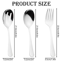 3Pcs Serving Spoon, Large Serving Spoons, Stainless Steel Long Handle Serving Spoons Set, Slotted Table Spoon for Buffet Party Restaurant Banquet and Kitchen Utensils (Silver)