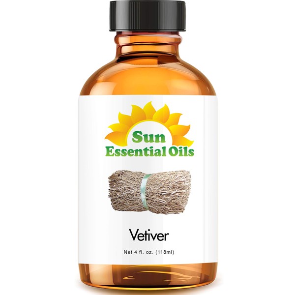 Sun Essential Oils 4oz - Vetiver Essential Oil - 4 Fluid Ounces