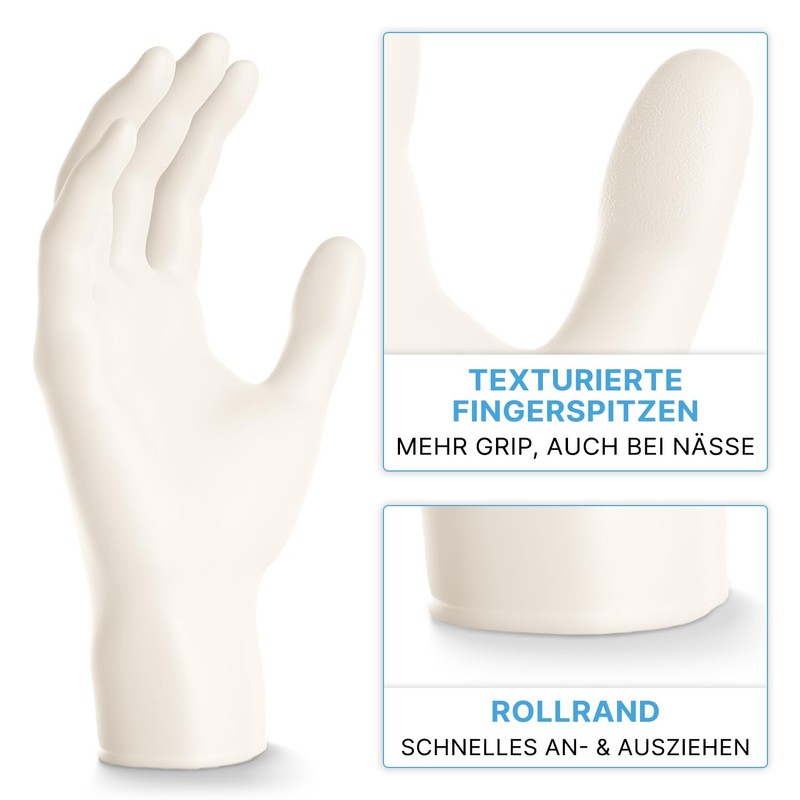 ARNOMED Nitrile Disposable Gloves, Pack of 100, Medium, White, Latex-Free