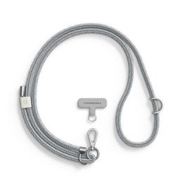 RhinoShield Braided Lanyard for Hanging, Adjustable Length, Buckles for Hanging Accessories such as Airpods, Made from Recycled Materials (Little Adapter Included), Colour: silver grey