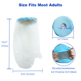 Tideshake Waterproof Hand Cast Cover for Shower Adult Bath Watertight Wrist Wound Protector Resuable Bandage Sleeve Bags for Broken Hand, Wrist, Fingers, Surgery Burns