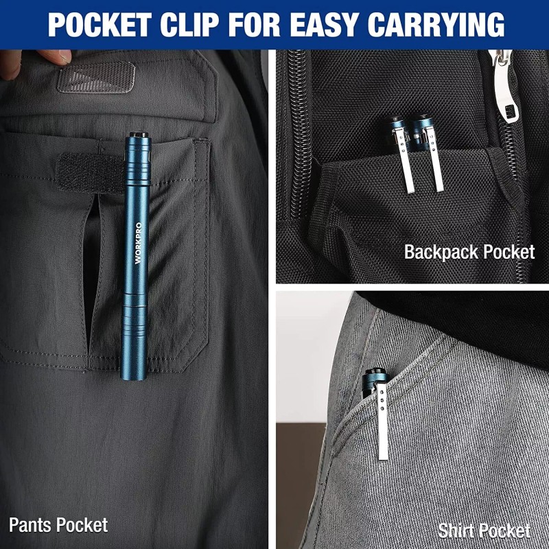 WORKPRO LED Pen Light Set 4-Pack 8AAA Batteries Included Pocket
