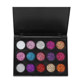 15 Colours Waterproof Glitter Eyeshadow Palette, Eye Make Up Palette, Shiny Eyeshadow Cosmetic Powder with Long-Lasting Make Up for Daily Use