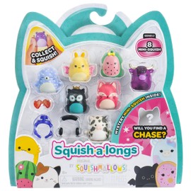 Squish-a-longs 8 Pack (Style 4- W2) - (8) 1” Mini-Squish with (2) Accessories, (1) Ring, and a Collector’s Guide - Collect, Trade, & Play