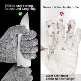 AmzFirst Cut-Proof Gloves, 2 Pairs, Kitchen Gloves, Food Contact Quality, Level 5 Cut Protection, Work Gloves, Garden Gloves, Carving Gloves For food Carving, Size: 8/M