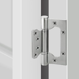 VOLUKA 6 Pack Non-Mortise Door Hinges - Easy to Install, 4" × 3" Stainless Steel Door Hinges - Smooth Movement and Heavy Duty, Silver