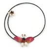 Avalaya Shell Butterfly and Freshwater Pearl Flower Flex Wire Choker