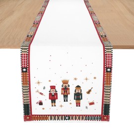 Folkulture Christmas Table Runners 72 + Inches Long for Christmas Decorations Indoor Home Décor, 100% Cotton Boho Table Runner Plaid for Dining, Red Coffee Table Runner Christmas Theme - Nutcracker