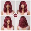 Esmee Short Wave Red Bob Wigs With Fringe Shoulder Length