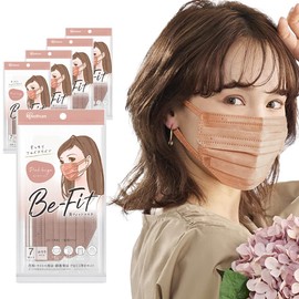 [アイリスオーヤマ] 【JIS規格適合品】 35枚セット マスク 不織布 プリーツマスク ふつうサイズ 個包装 カラーマスク 美フィットマスク 秋用マスク チークマスク 血色マスク 7枚入り PK-B7MPB ピンクベージュ