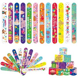 Mienocol 24 PCS Birthday Party Slap Bracelets Wristband Slap Bands, Snap Bracelets for Kids Birthday Party Supplies Classroom Prizes Xmas Gifts