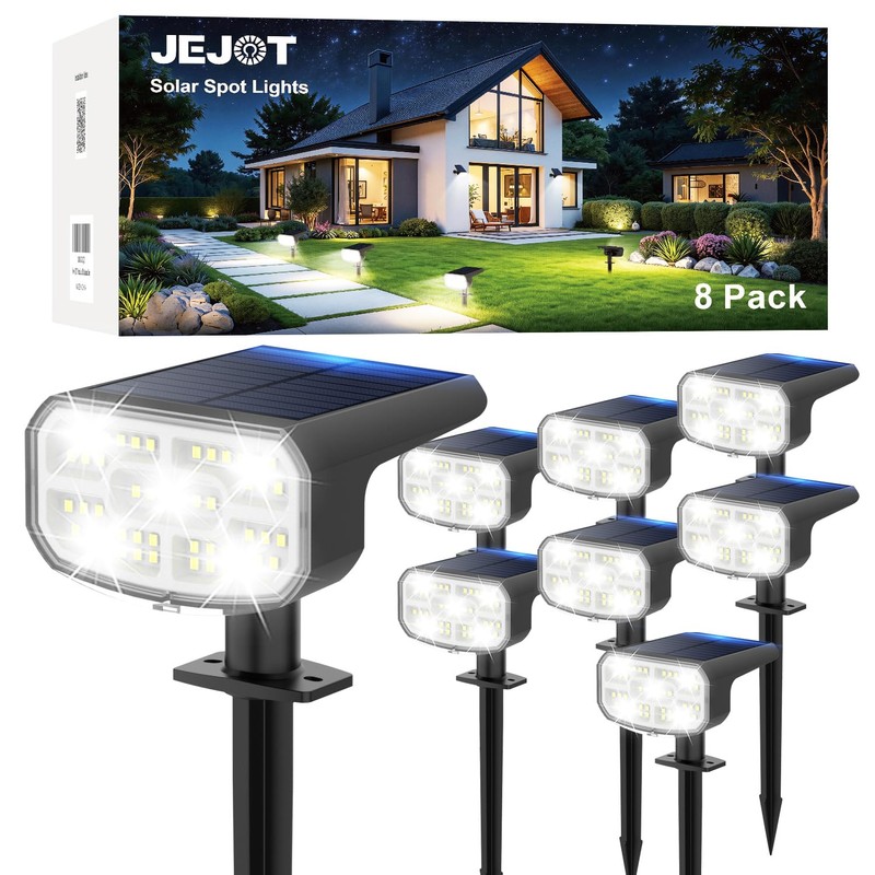 JEJOT Solar Lights Outdoor Waterproof IP65, Super Bright LED,Cool Light