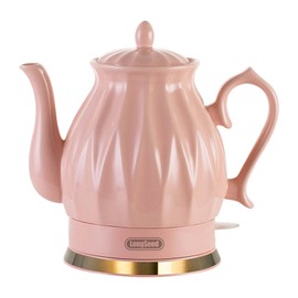 LONGSEED Ceramic Electric Kettle, 1.5L/1200W Boil Water Quickly and Easily with Boil-Dry Protection Auto Shut Off, Detachable Swivel Base, Diamond Cut Glazed