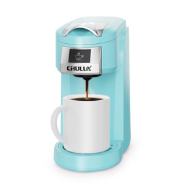 CHULUX Classic Single Serve Coffee Maker for K Cup, One Button Easy Coffee Machine for Office, RV, Travel and Dorm, Aqua