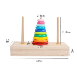 NiC IS COCNG Educational Toy, Tower of Hanoi Stacking Game, Wooden Educational Tower Learning Toy for Sorting Sizes and Colours, Promotes Fine Motor Skills, Birthday Gift