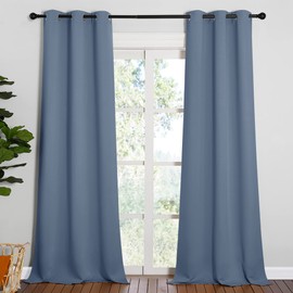 NICETOWN NICETOWN Living Room Blackout Curtains 95 inches Long, Thermal Insulated Noise Reducing Curtains for Unicorn Theam Kids Room (Stone Blue, 42 inches Wide, 1 Pair)