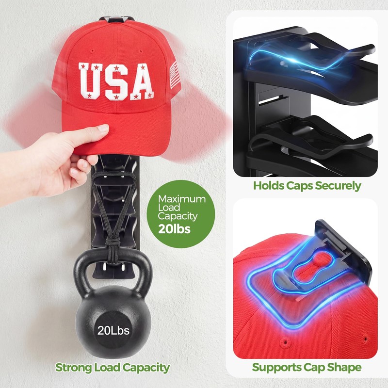 HYASTO Hat Organizer 36 Baseball Caps Rack Holder 2 Pack