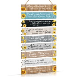 HPNIUB Bible Verse Wood Sign,Sunflower Christian Wall Art,Bible Verse Wooden Plaques(1.5"x12"),Farmhouse Bible Sign,Inspirational Plaque Sign for Home,Farmhouse,Kitchen,Office Decor… (grey)