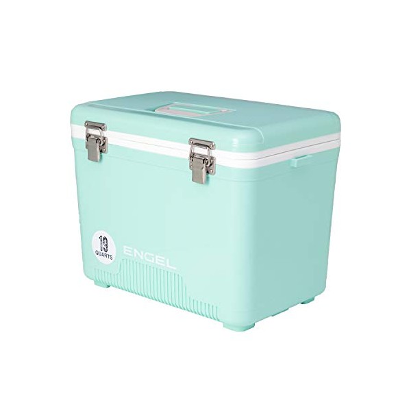 Engel 19 Quart 32 Can Leak Proof Odor Resistant Insulated Cooler Drybox with Integrated Shoulder Strap, Seafoam