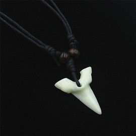 Scddboy Shark Tooth Resin Necklace for Mens Beach Surfer Adjustable Cord Necklace