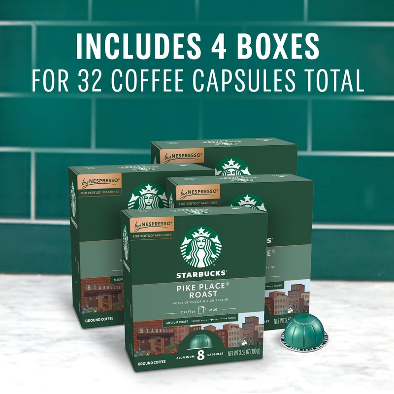 Starbucks by Nespresso Vertuo, Pike Place, Medium Roast Coffee 32-count