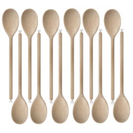 Set of 12 x 10" (250mm) Beechwood Wooden Spoon, Ideal for Baking, Decorating, Engraving