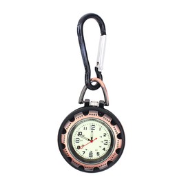 Gatuida Clip on Backpacker Watch Digital Display Red Bronze Carabiner Hook Fashionable for Hiking Camping Random Color